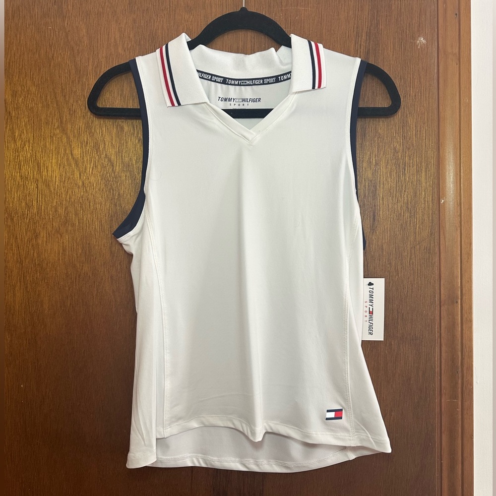 Tommy Hilfiger Womens White Golf Polo Sleeveless Size Small NWT